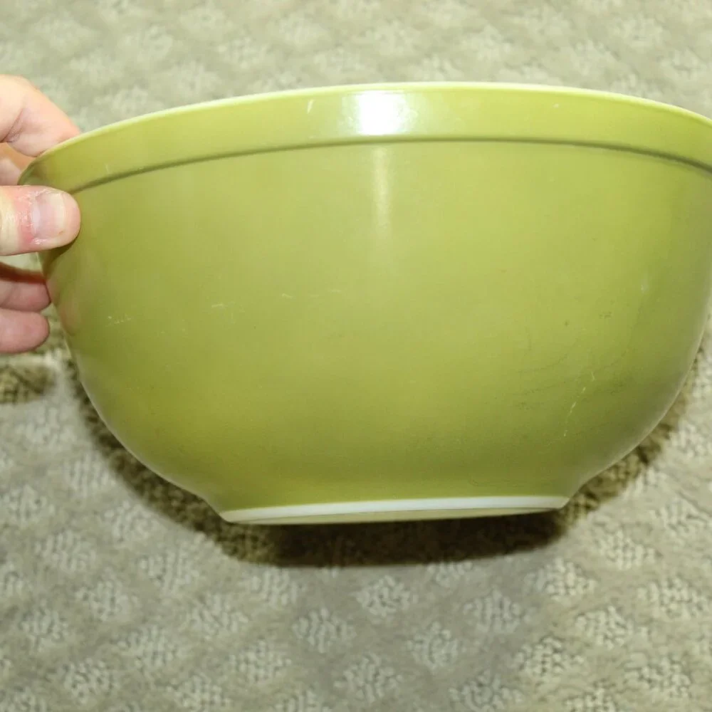 Pyrex Set 2 Vintage Verde Green Avocado Yellow Nesting Mixing Bowls  403 404